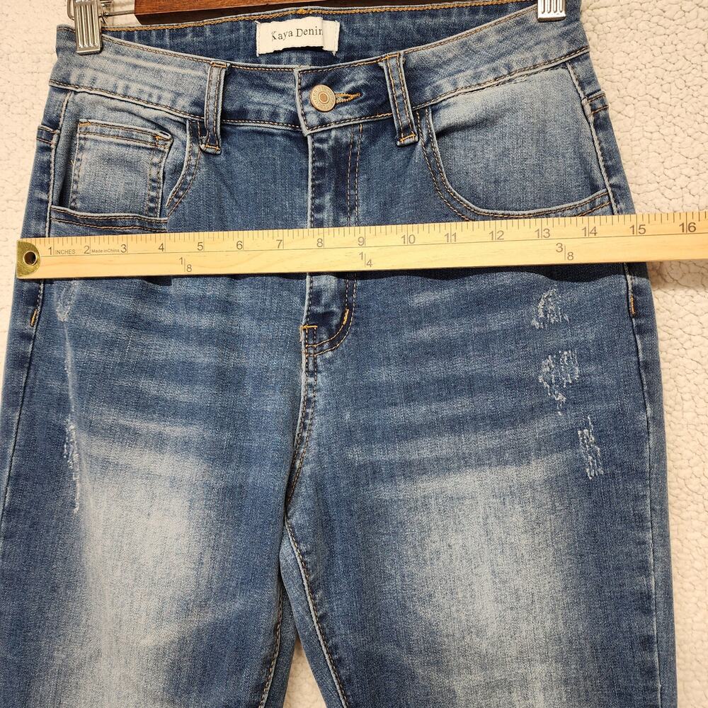 Kaya Womens Flare Jeans Size S 26x30 Blue Medium Wash Distressed Stretch Boho - Picture 7 of 11